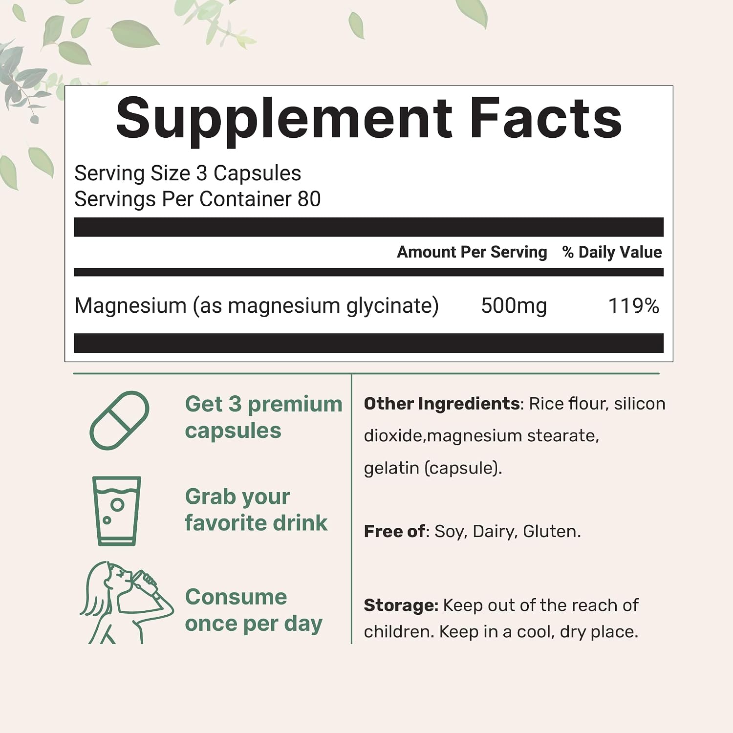 Micro Ingredients Magnesium Glycinate 500mg Per Serving, 240 Capsules | Potent Elemental Form, Chelated, High Absorption | Healthy Muscle, Bones