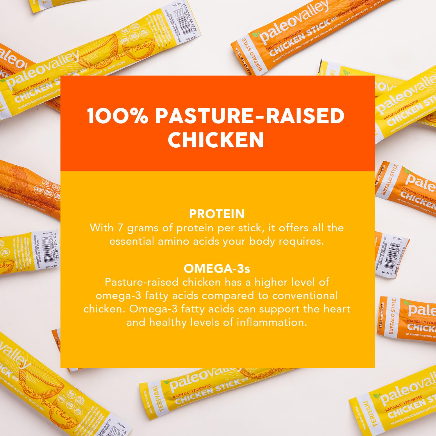 Paleovalley 100% Grass Fed Beef Sticks, Protein Snacks, Original | 10 Count, Individually Wrapped, Naturally Fermented, Gluten Free, Keto and Paleo, Made With Simple Ingredients, 6g Protein