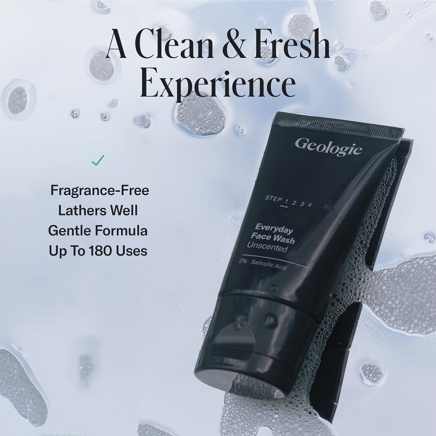 Geologie Daily Face Wash for Sensitive Skin | Fragrance-Free Facial Cleanser for Men & Women | Acne & Oil Control | Non-irritating