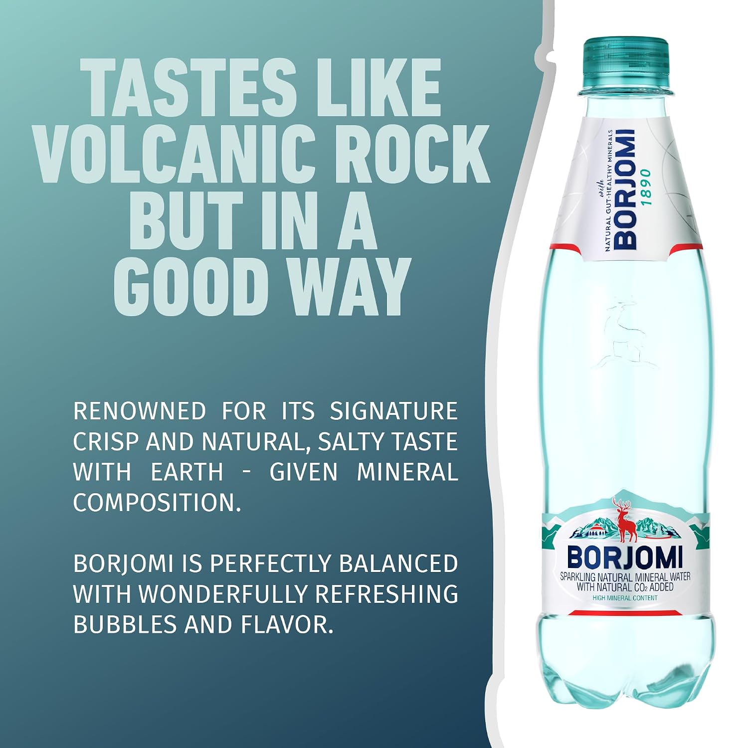 BORJOMI Sparkling Mineral Water with Natural Minerals - Crisp and Bold Taste - PET Bottles - 25.3 oz, Bottled Water 6 Pack