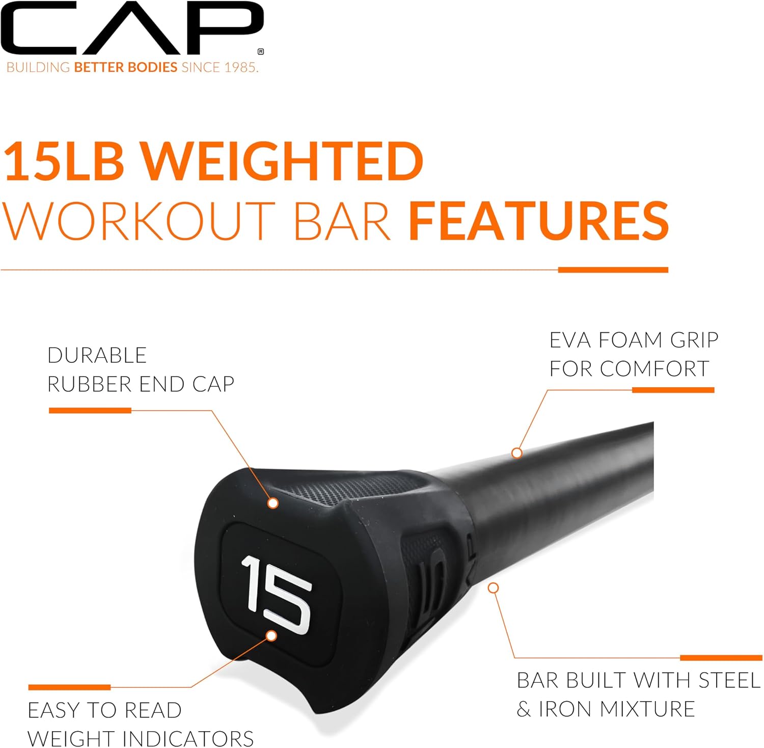 CAP Barbell Weighted Workout Bar | 5-20 lb | Multiple Options
