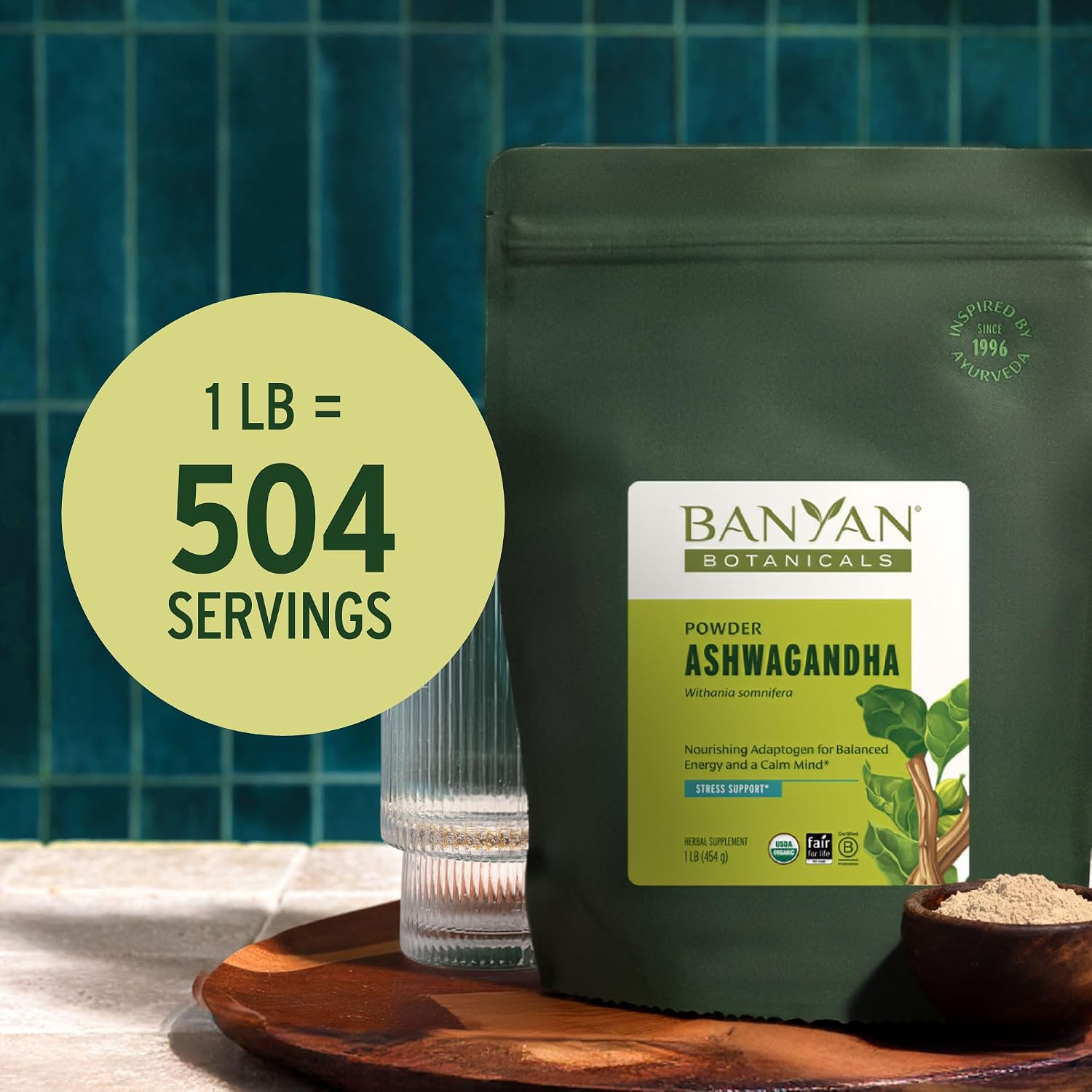 Banyan Botanicals Ashwagandha Powder – Organic Ashwagandha Root – Renowned Herbal Adaptogen for Natural Energy Support and Stress Support* – 1/2lb – Non-GMO Sustainably Sourced Vegan