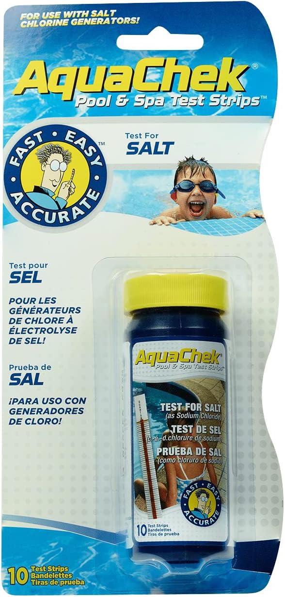 AquaChek Salt Test Strip Titrators for Pools - Salt Water Pool Test Strips for Sodium Chloride - Quick and Accurate Results - Professional Water Quality Testing Kit (10 Strips)