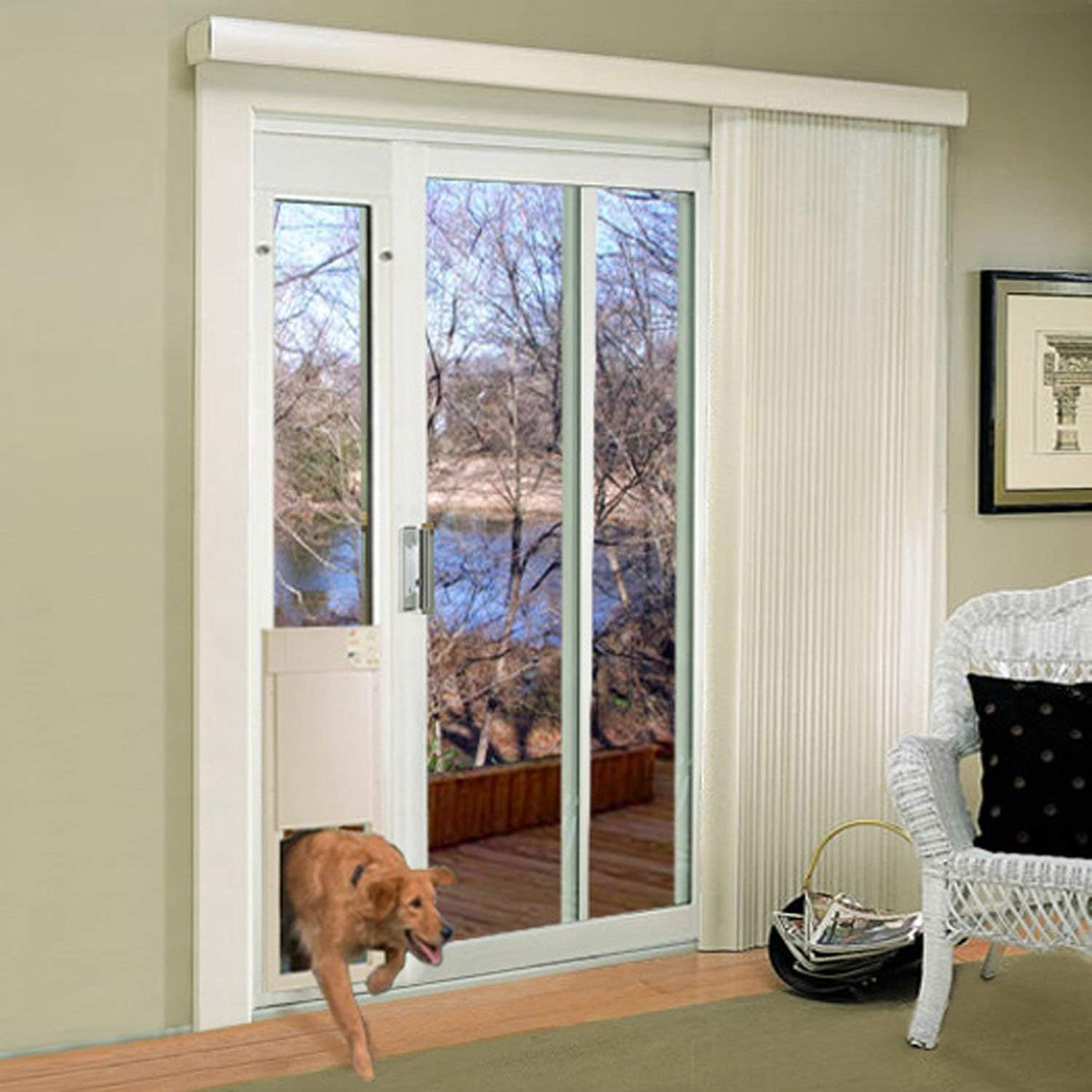 Power Pet Automatic Sliding Glass Patio Pet Door by High Tech Pet - Pet Operated Dog Door, Heavy-Duty Aluminum Frame (75" - 80 1/4"), High Security