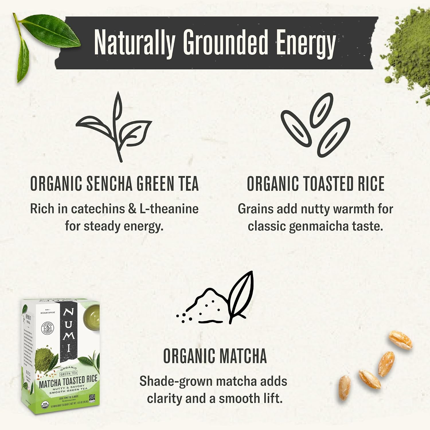Numi Organic Gunpowder Green Tea – 54 Green Tea Bags – Bold, Smooth Flavor, Packed with Antioxidants, Naturally Energizing, Microplastic-Free Tea Bags