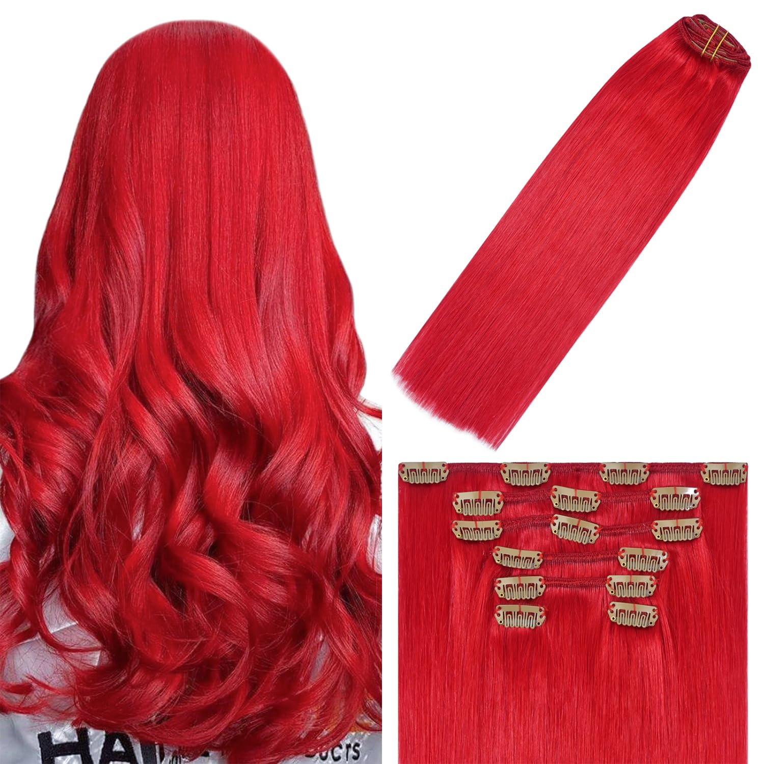 WindTouch Clip In Hair Extensions Human Hair Mixed Bleach Blonde 18Inch 75g Hair Extensions for Women Remy Blonde Extensions Clip in #18p613 7PCS