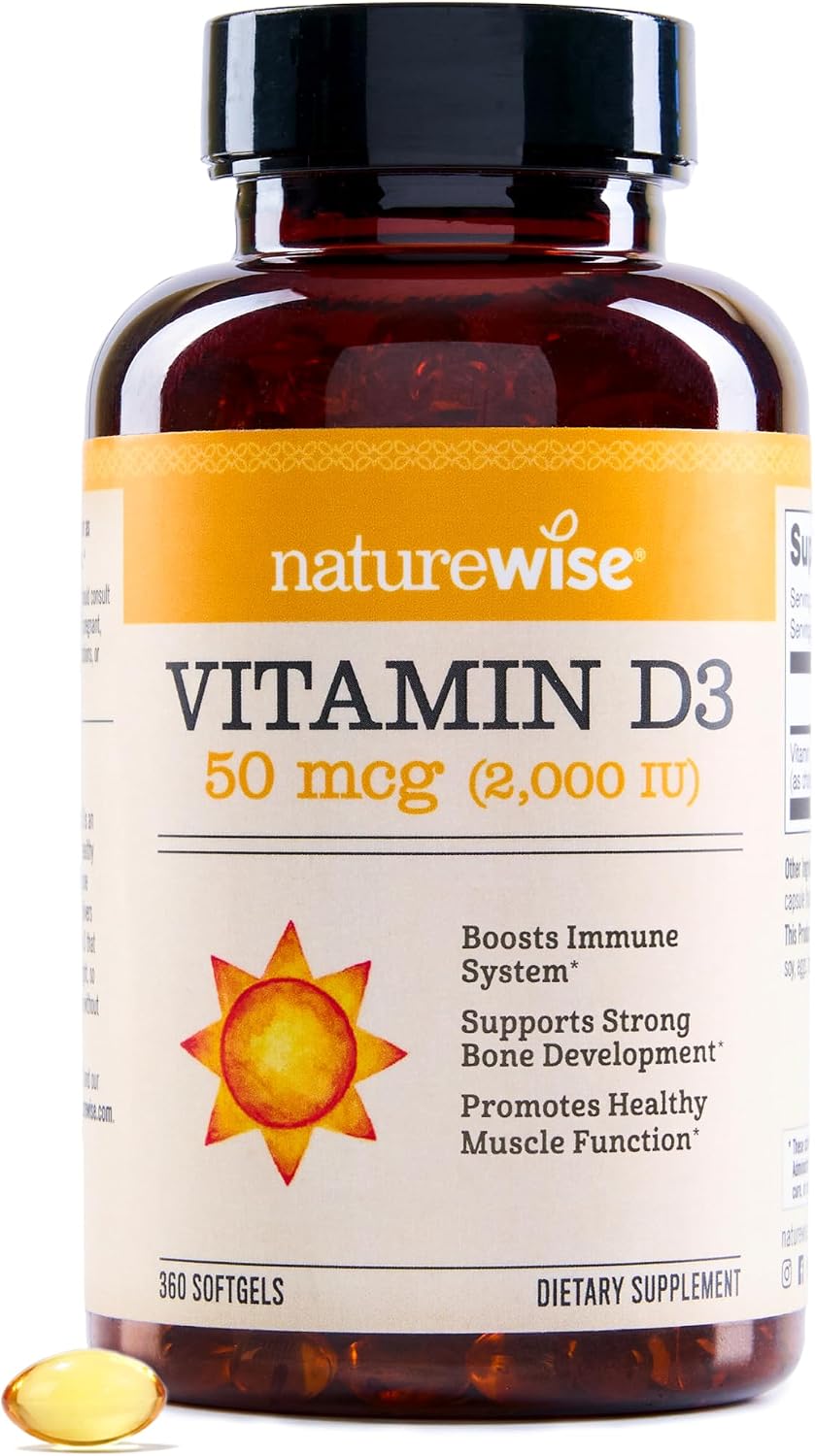 NatureWise Vitamin D3 5000IU Supplement, Immune Support, 360 Mini Softgels