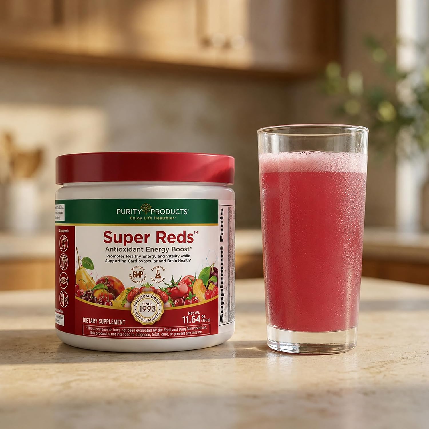Purity Products Super Reds Powder Phytonutrient Superfood Drink Mix w/FloraGLO Lutein - Phytonutrient Blend containing Polyphenols