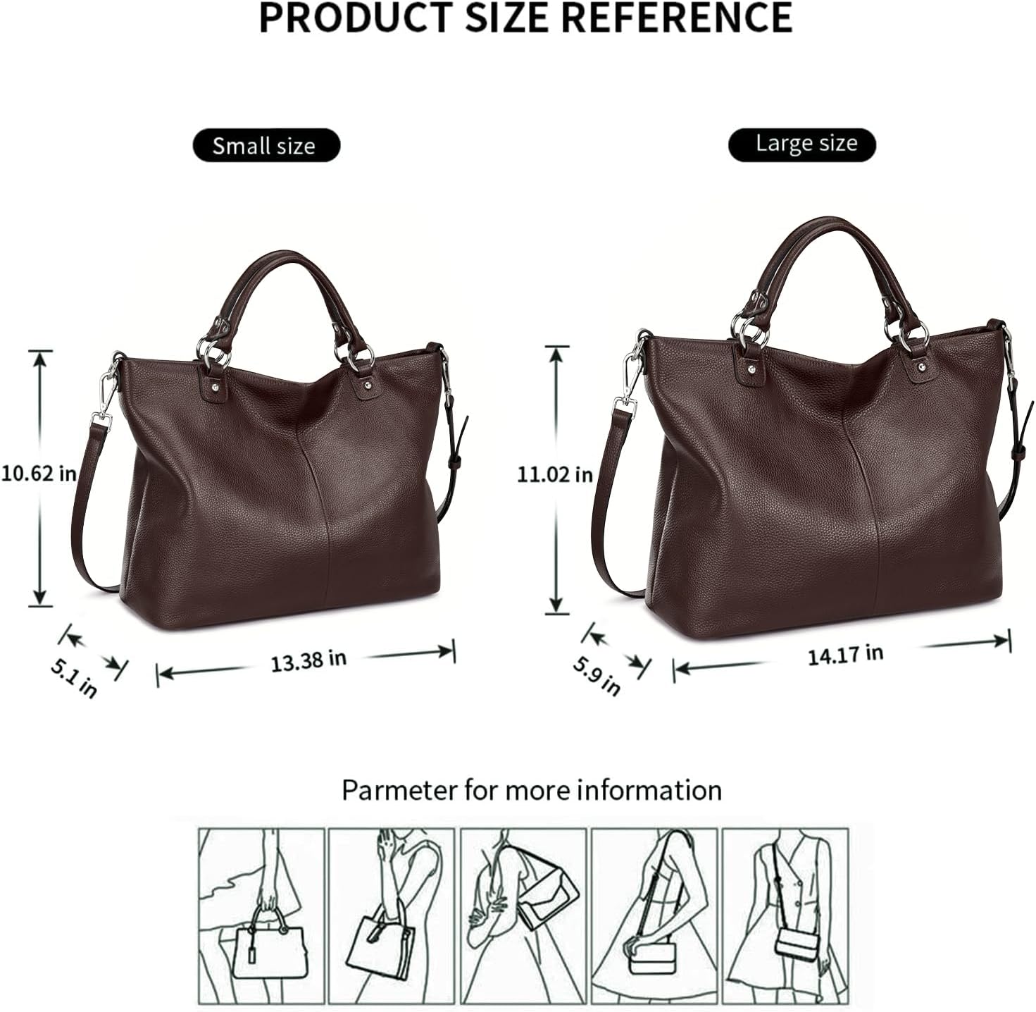 Kattee Genuine Leather Tote Purse for Women, Top Handle Satchel | Soft genuine leather tote with roomy storage and versatile carry for work, shopping, and travel.