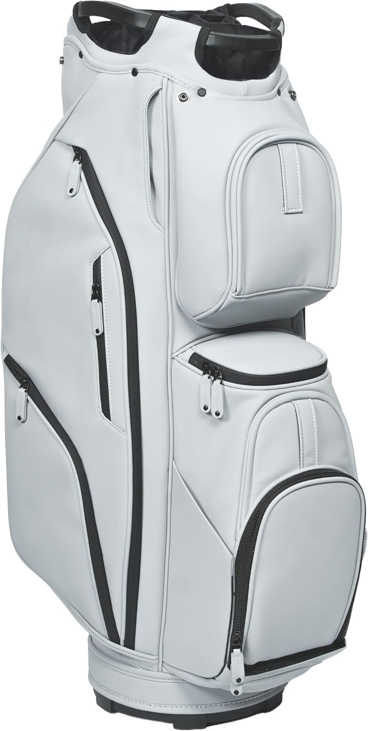 14-Way Full Length Dividers Golf Cart Bag - Waterproof Synthetic Leather Golf Bag with 15 Pockets, Durable Golf Club Bag for Men & Women, Available in Black, Blue, Gray