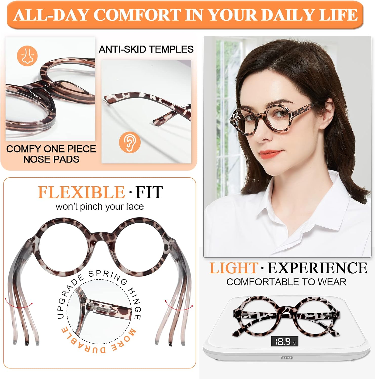 MARE AZZURO Round Reading Glasses 2.5 Women Stylish Readers 0 1.00 1.25 1.50 1.75 2.00 2.25 2.50 2.75 3.00 3.50 4.00 5.00 6.00 (Black 250)