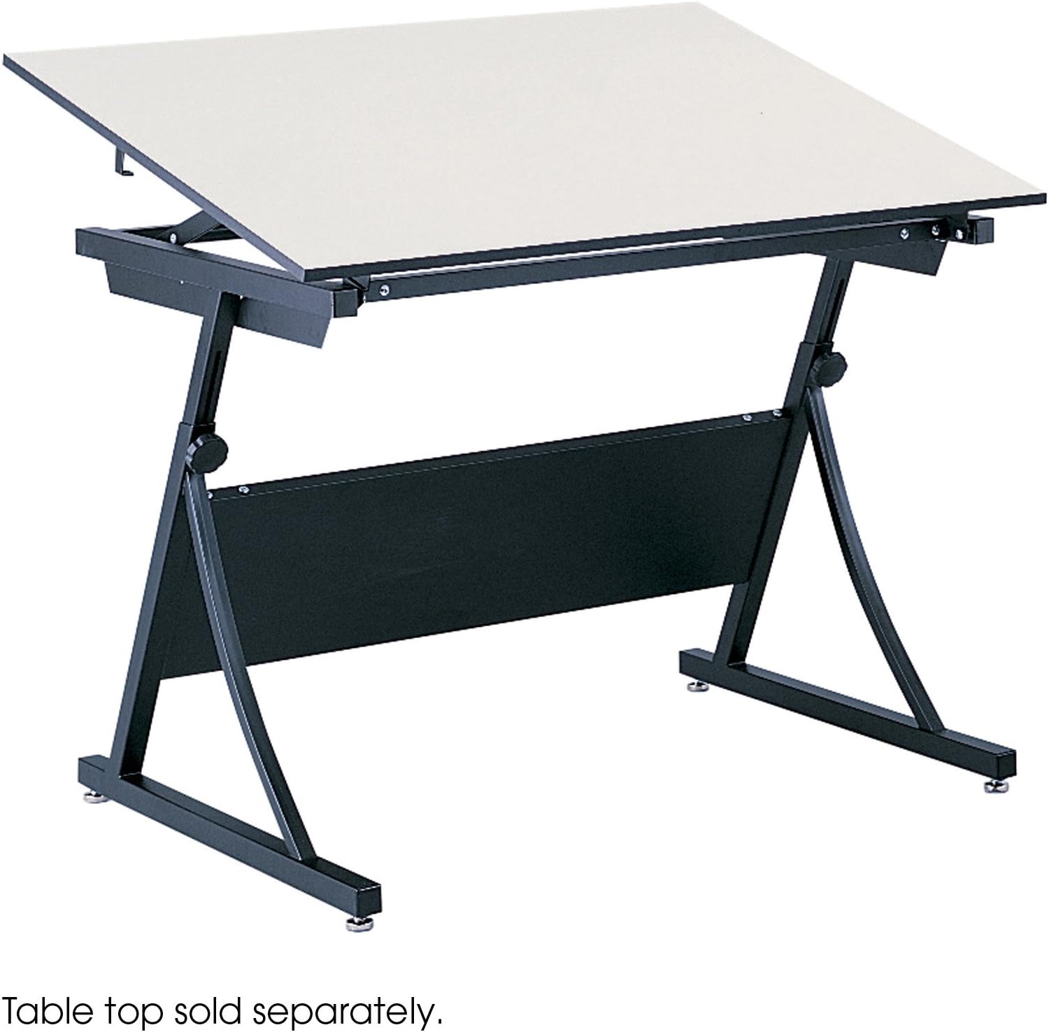 Safco 3957 PlanMaster Height-Adjustable Drafting Table for use with 3948, 3951 Table Top (Sold Separately), Black