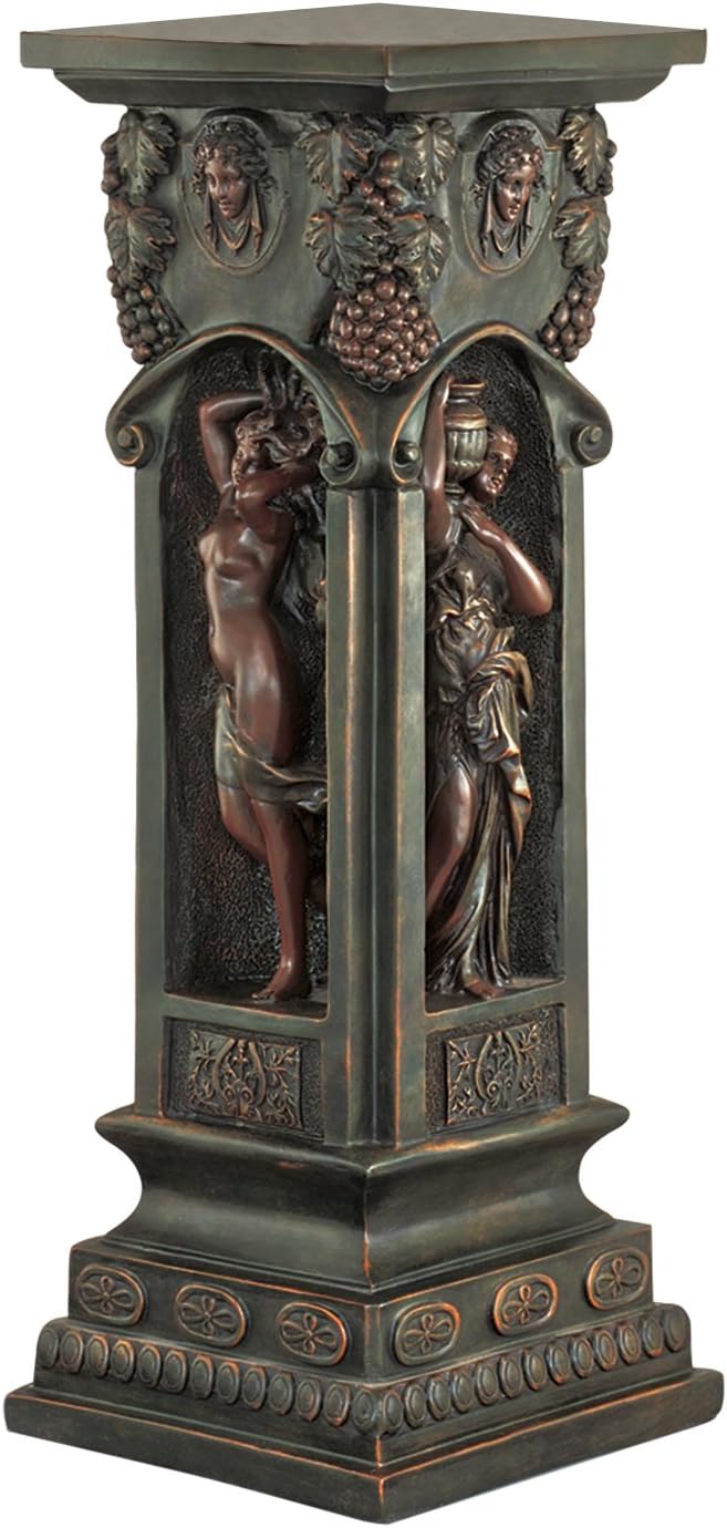 Design Toscano KY992 Chatsworth Manor Neoclassical Pedestal Column Plant Stand, Antique Stone