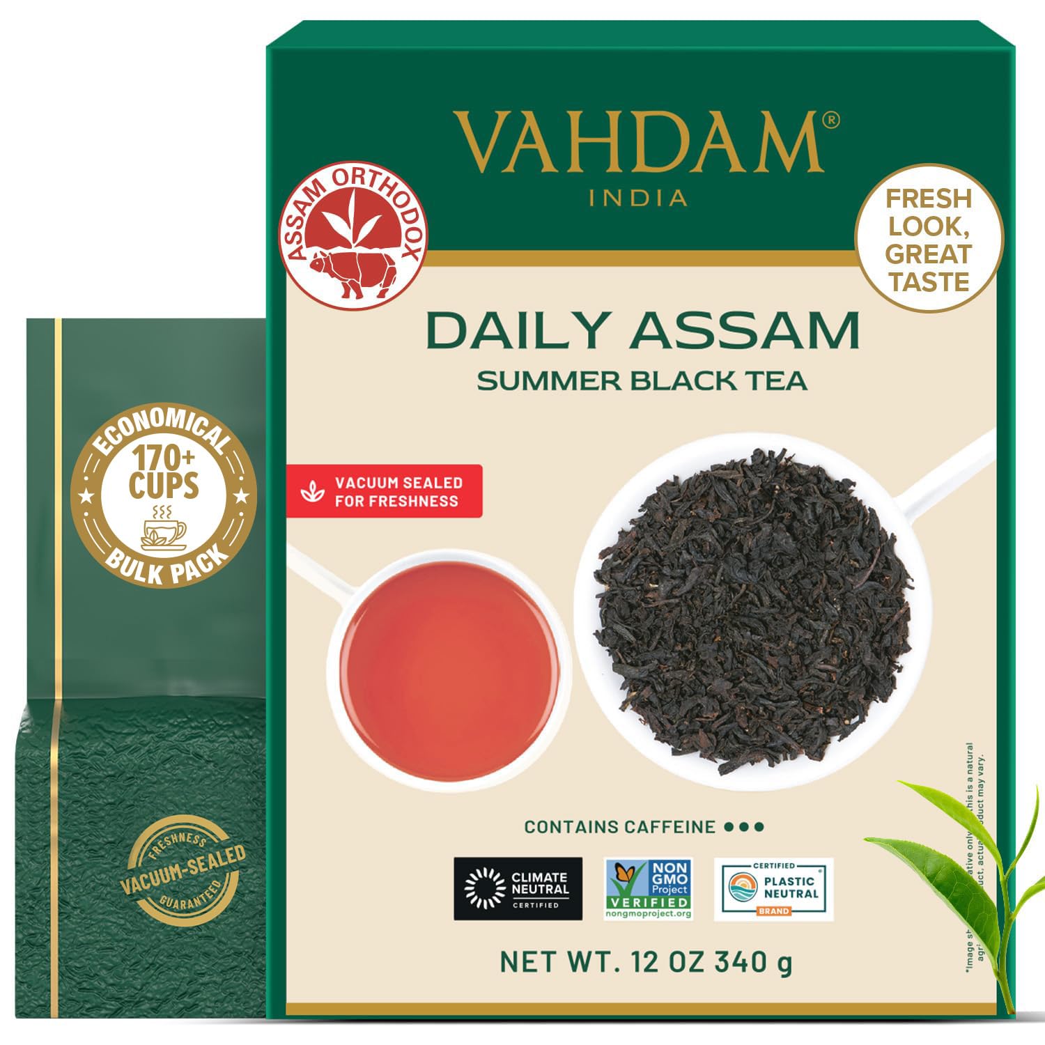 VAHDAM, Green Tea Leaves From Himalayas 170+ Cups (12oz) High Elevation Grown Green Tea Leaves From Himalayas | Pure Unblended Single Origin Green Loose Leaf Tea | Vacuum Sealed