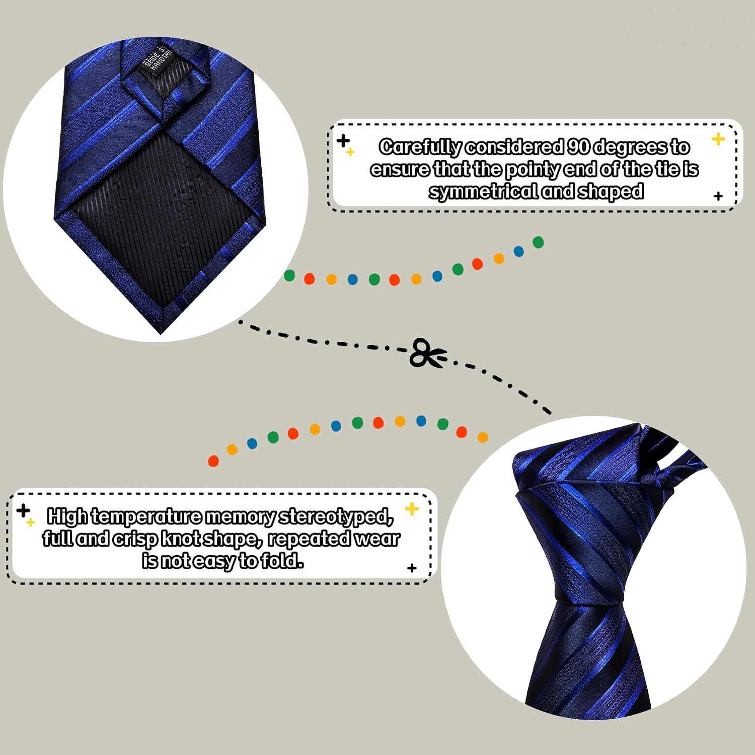 Barry.Wang Plaid Ties for Men Silk Necktie Handkerchief Cuff Links Set
