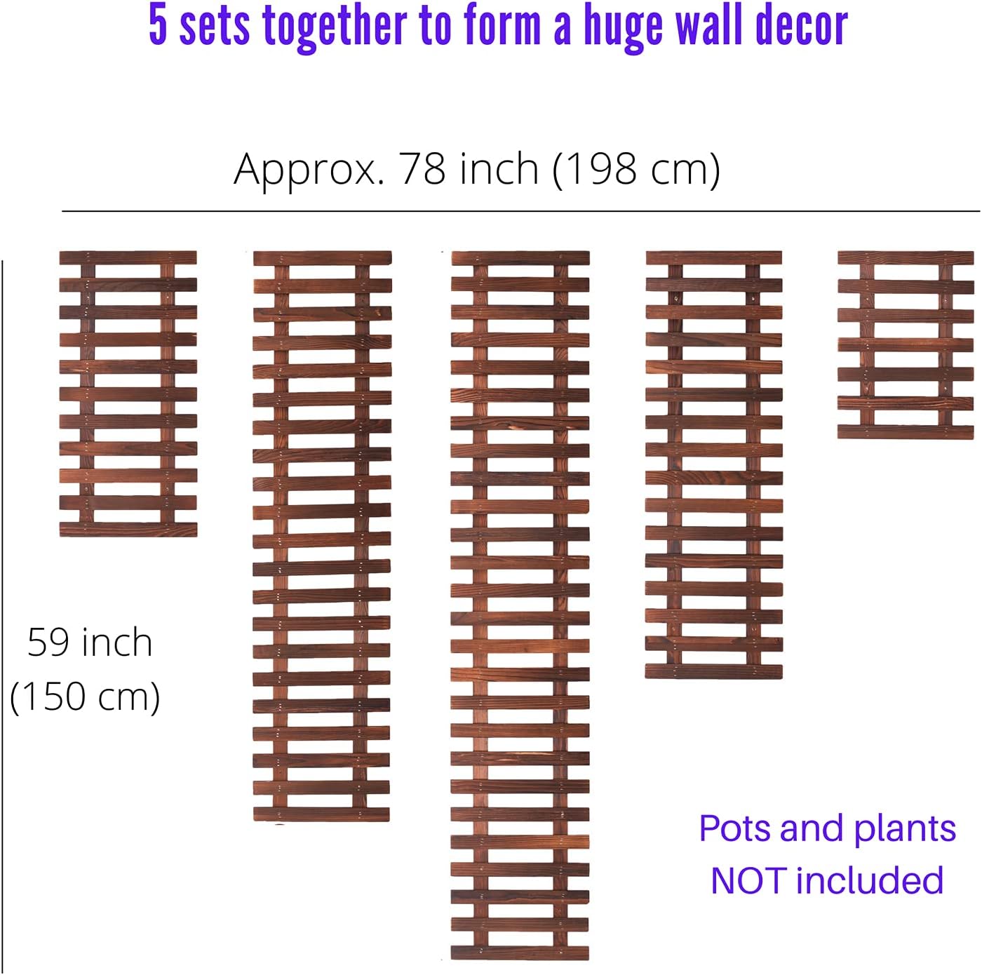 ShopLaLa Wall Planter (60cm, 2 Pack) Hanging Planters for Indoor Plants