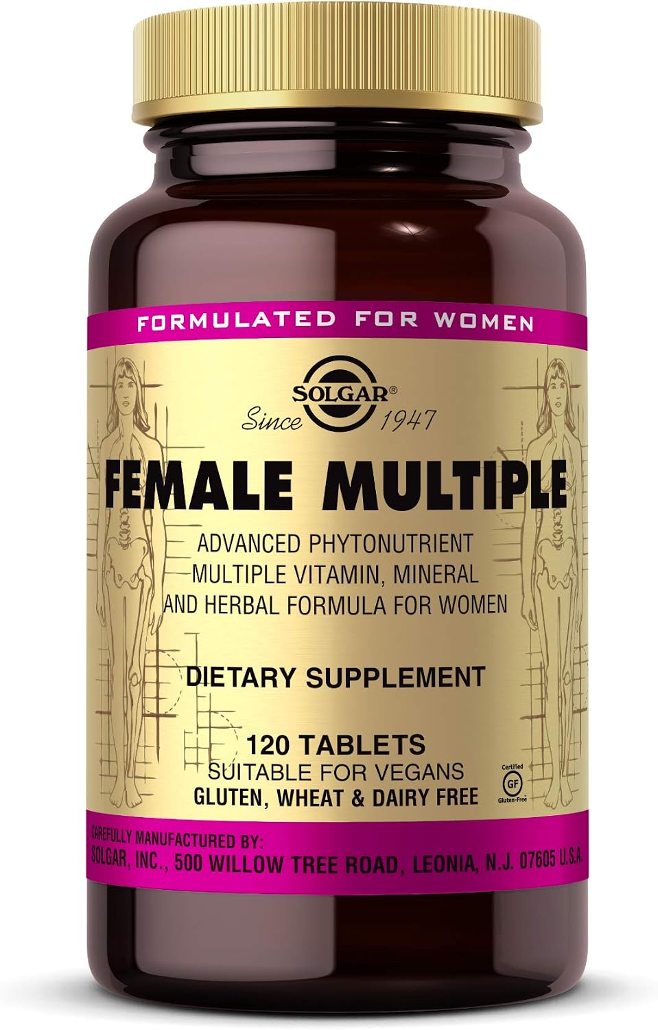 Solgar Female Multiple, 120 Tablets, Multivitamin, Mineral & Herbal Formula | For Women, Advanced Phytonutrient - Vegan, Gluten Free, Dairy Free