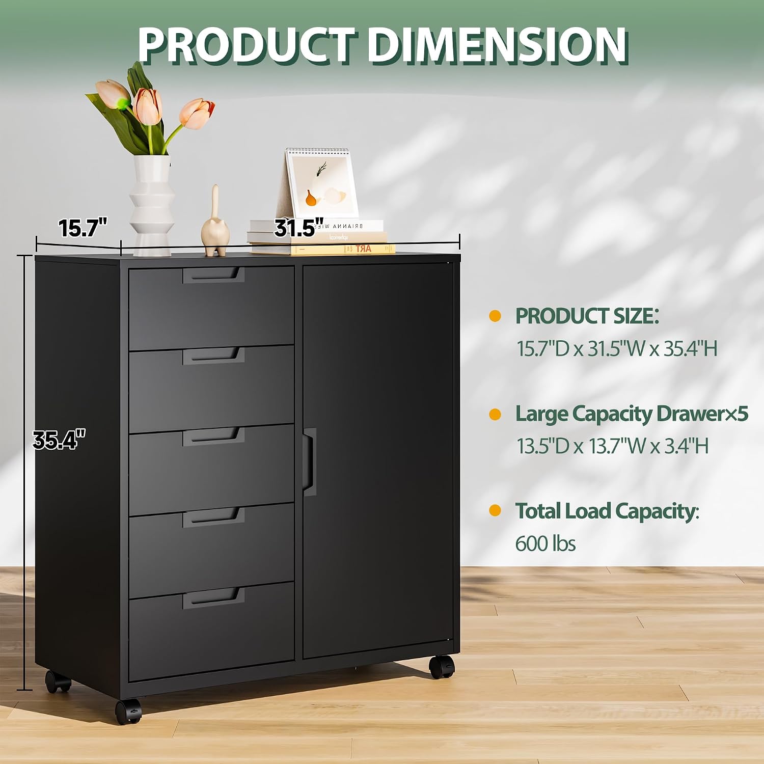 MIIIKO 3 Drawer File Cabinet with Lock, Metal Lateral Rolling Printer Stand Filing Cabinets for Home Office Storage,A4, Letter,File Folders(White)