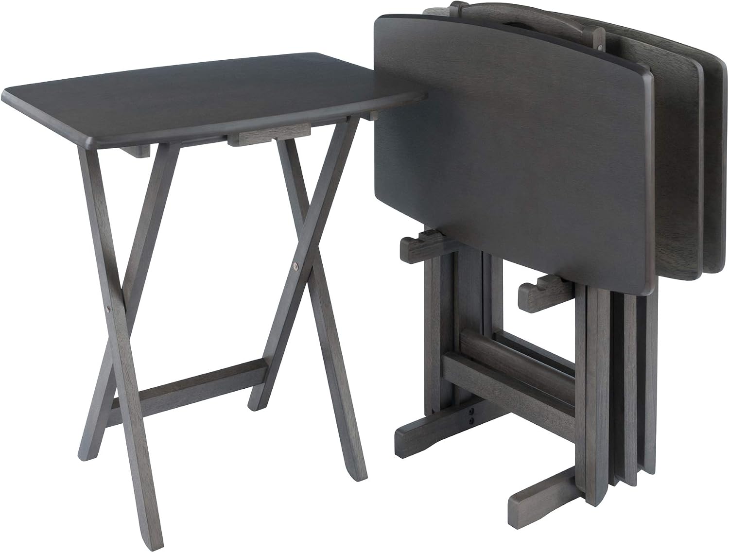 Winsome Darryl Set of 4 Oversized Foldable Tables, Walnut, 26" | Easy to Store Portable Fold Up Table Set for Kitchen, Living Room TV Dining, Crafts, Puzzles, Work From Home