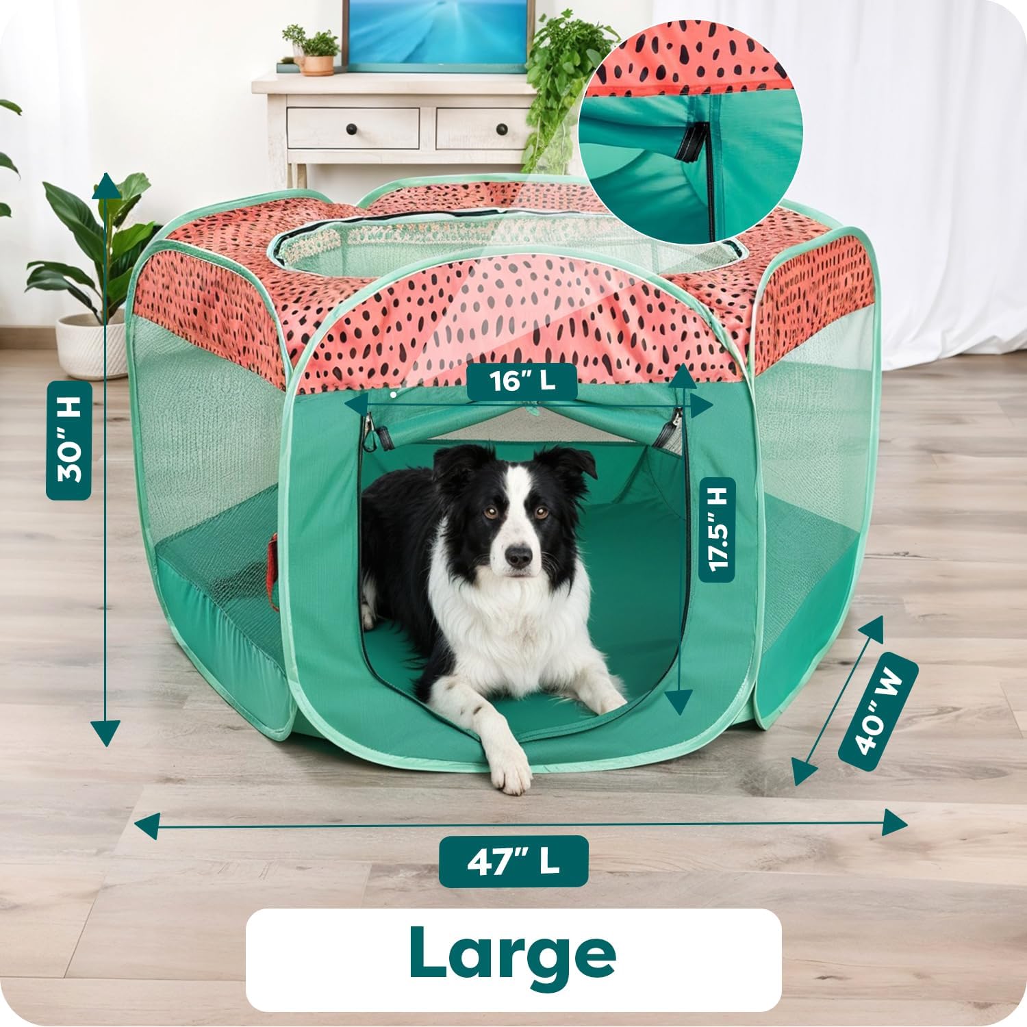 Furhaven Portable Dog Playpen Cat Tent, Pet playground,Kennel foldable indoor outdoor zippered puppy crate - Hunter Green, Medium