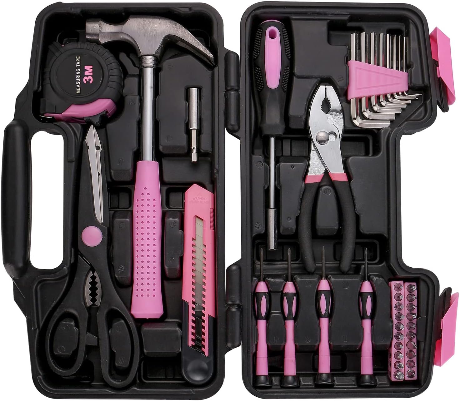 39-Piece Household Tools Kit - Small Basic Home Tool Set with Plastic Toolbox - Great for College Students, Household Use & More
