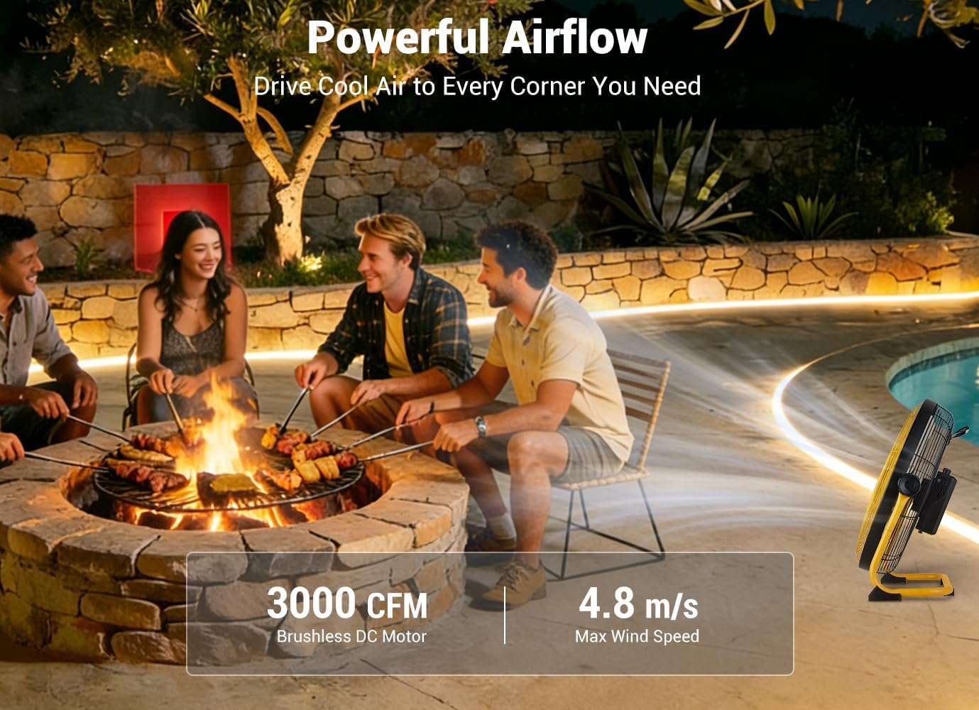 Geek Aire 12" Portable Battery Operated Fan with Metal Blade, 360 Vertical Tilt, 24h Run Time Cordless Fan for Camping Travel Tent Hurricane Home