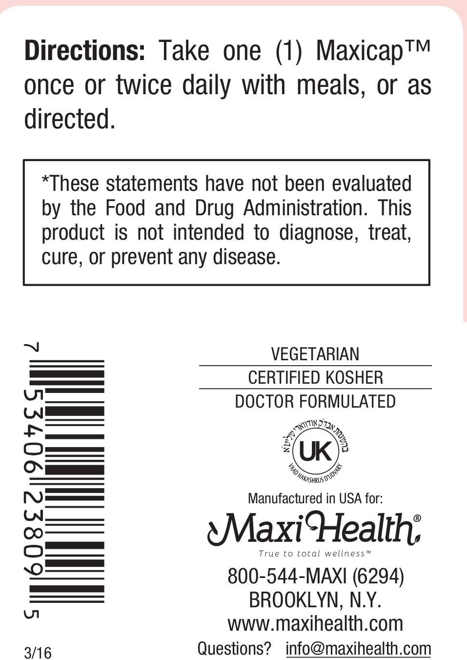 Maxi Health COQ10 100mg Capsules – 100mg Coenzyme Q10 for Heart & Energy Support – Kosher Certified CO Q 10 Supplement – Non-GMO and