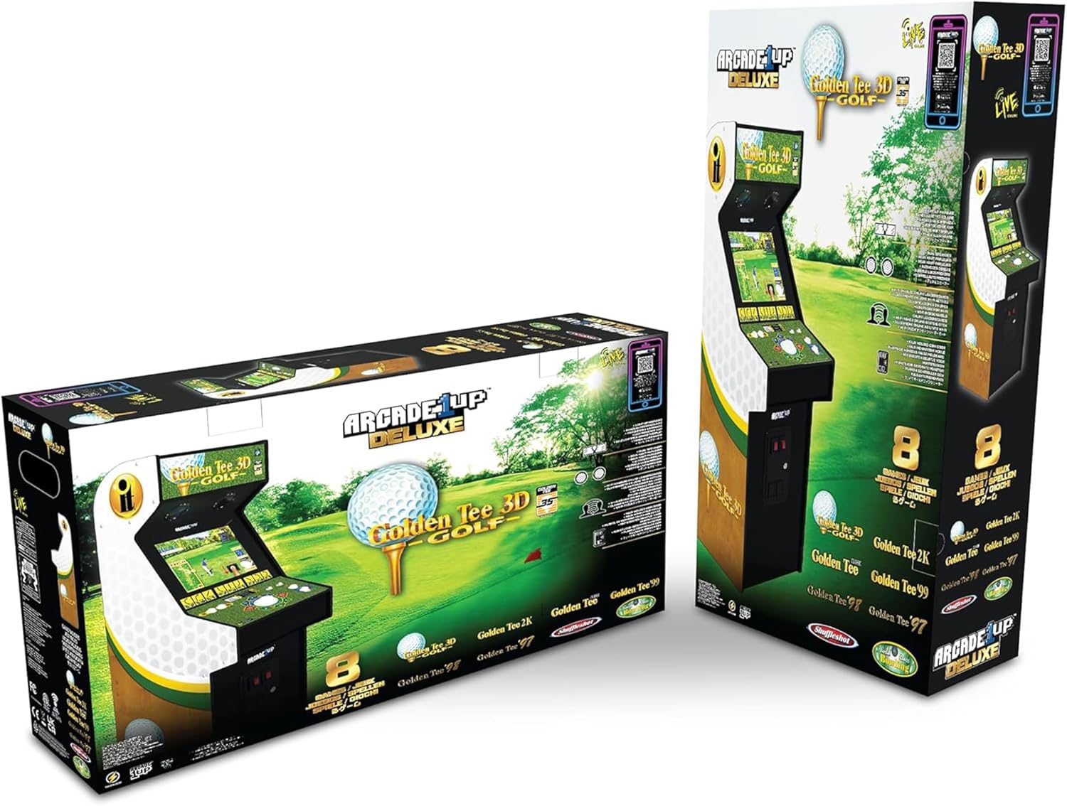 Arcade1Up Golden Tee 3D Deluxe Home Arcade, 8 Golf + Bowling Games | Over 5-Foot Video Game Machine with Trackball Controller