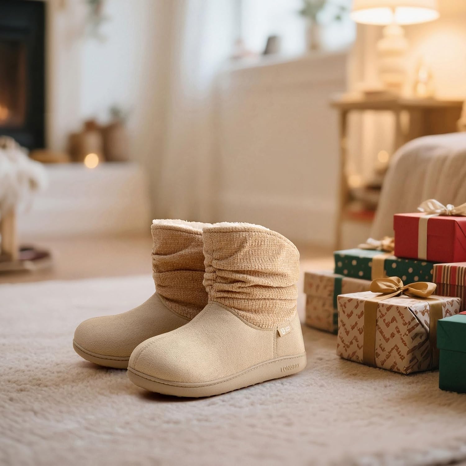 LongBay Slippers Boots for Women Warm Winter Fuzzy Bootie House Shoes Gifts