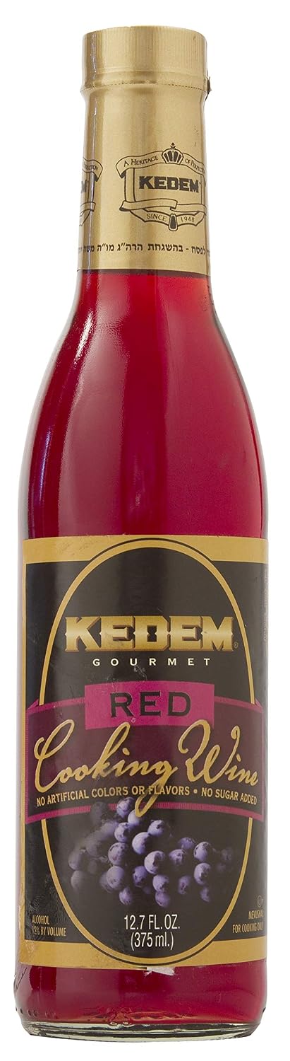 Kedem Red Cooking Wine 12.7oz Bottle, No Artificial Colors of Flavors, Gluten Free, No Sugar Added, Certified Kosher
