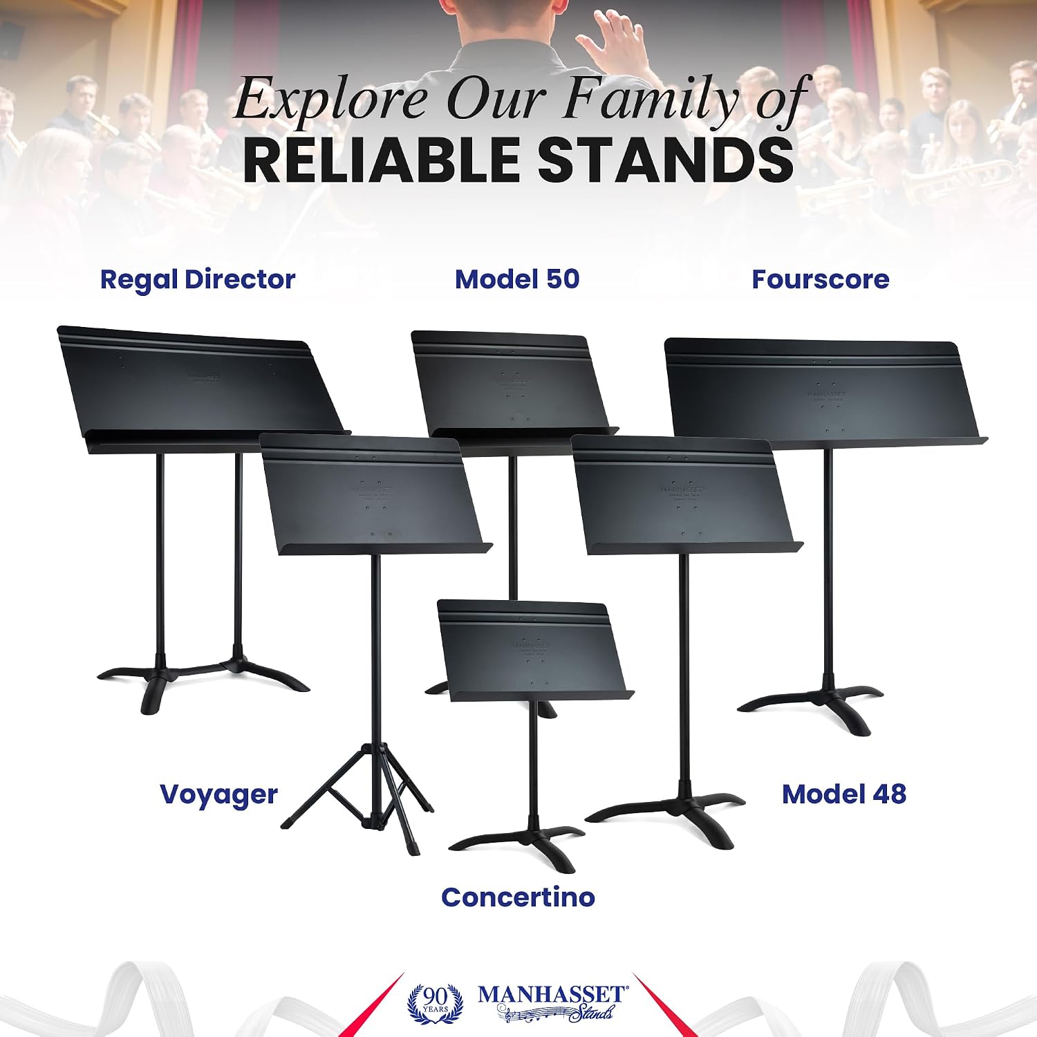 Manhasset 50 Orchestral Music Stand, 6-Pack