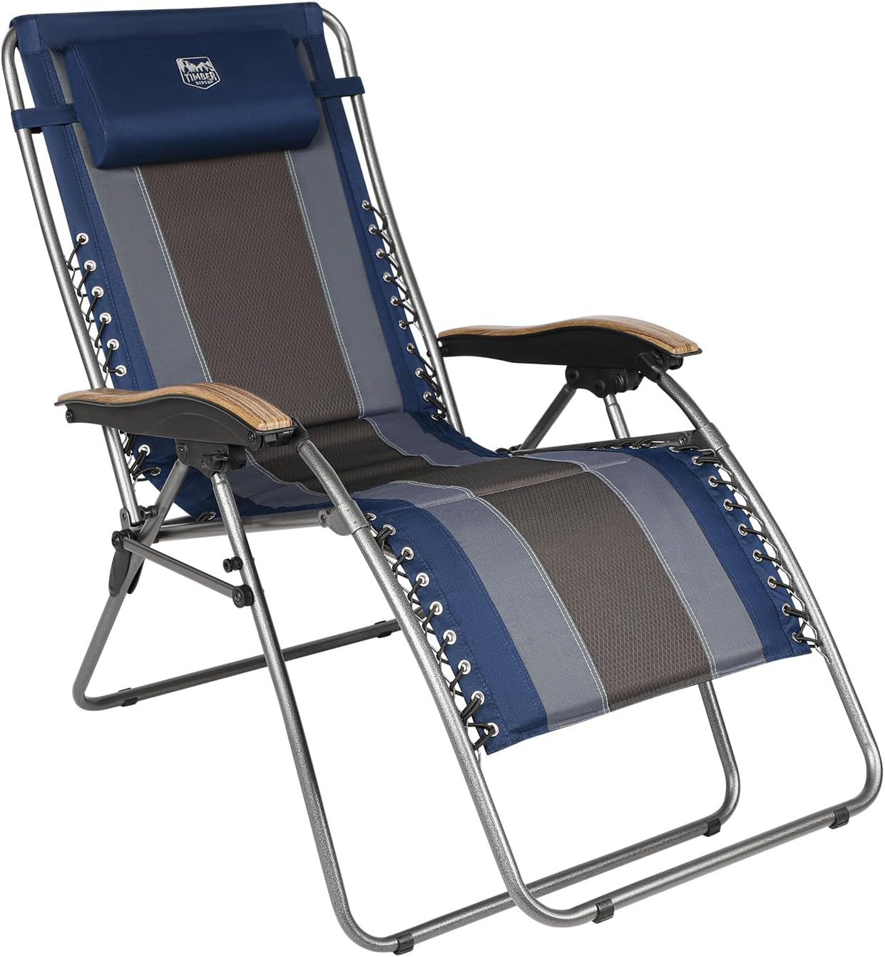 Timber Ridge Oversized Zero Gravity Chair, Padded Reclining Lounge Chair with Adjustable Headrest & Cup Holder, Heavy Duty Support 350 lbs