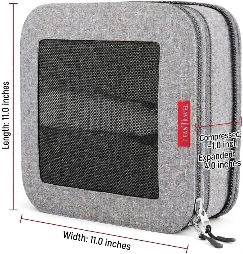 LeanTravel Premium Compression Packing Cubes for Travel - Suitcase Organizer Bags with Double Zipper & Breathable Mesh Panel - Space Saving Carry On Luggage Essentials (6-Pack, Grey)