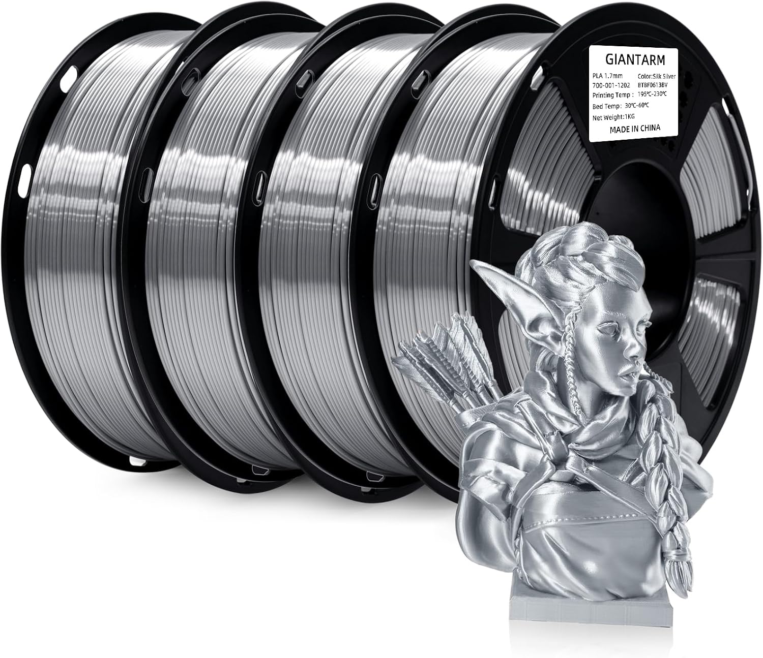 GIANTARM 3D Printer Filament, Silk Gold Pla Filament, 1Kg(2.2lbs) Spool, 1.75mm Dimension Accuracy +/- 0.03mm, 3D Printing Filament