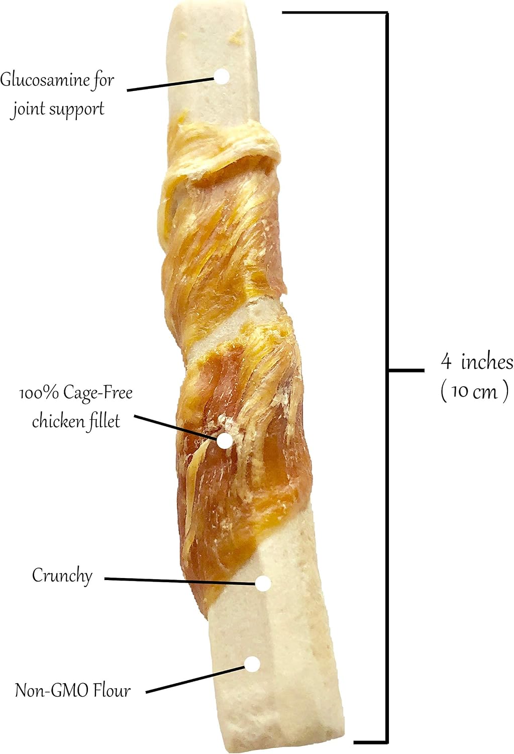 Rena's Recipe Chicken Wrapped Biscuit Twists Dog Treats, 8 oz | Crunchy Biscuit Sticks Wrapped with Real Chicken and Glucosamine