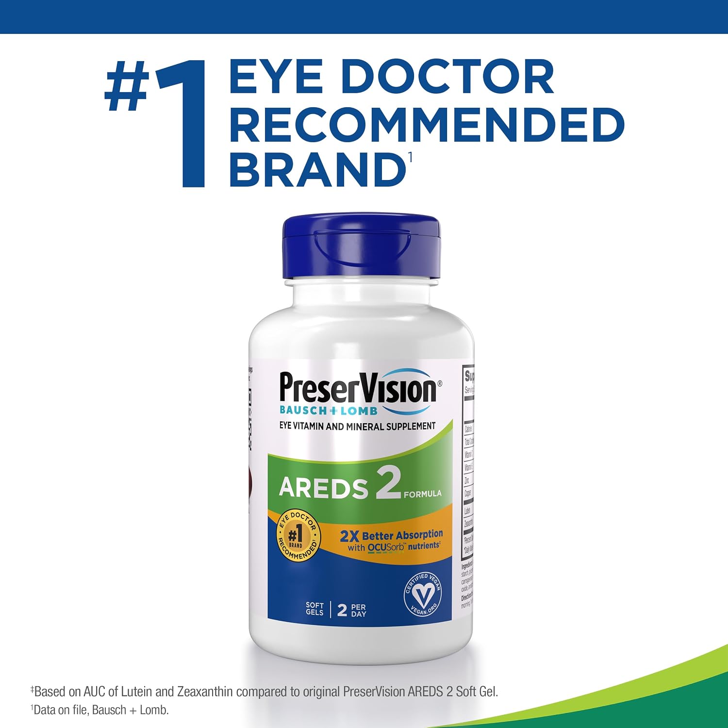 PreserVision AREDS 2 Eye Vitamins, #1 Eye Doctor Recommended Brand, Lutein and Zeaxanthin Supplement with Vitamin C, Vitamin E, Zinc, and Copper, 120 Softgels (Minigels)