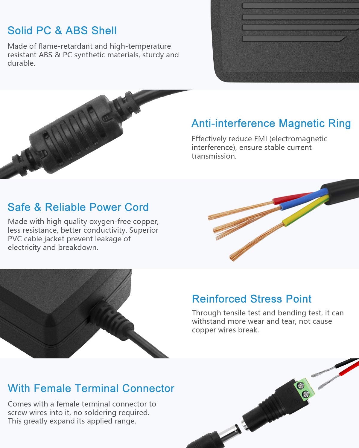 ALITOVE DC 12V 5A Power Supply Adapter Converter Transformer 60W AC 100-240V Input with 5.5x2.5mm DC Output Jack for 5050 3528 LED Strip Module Light