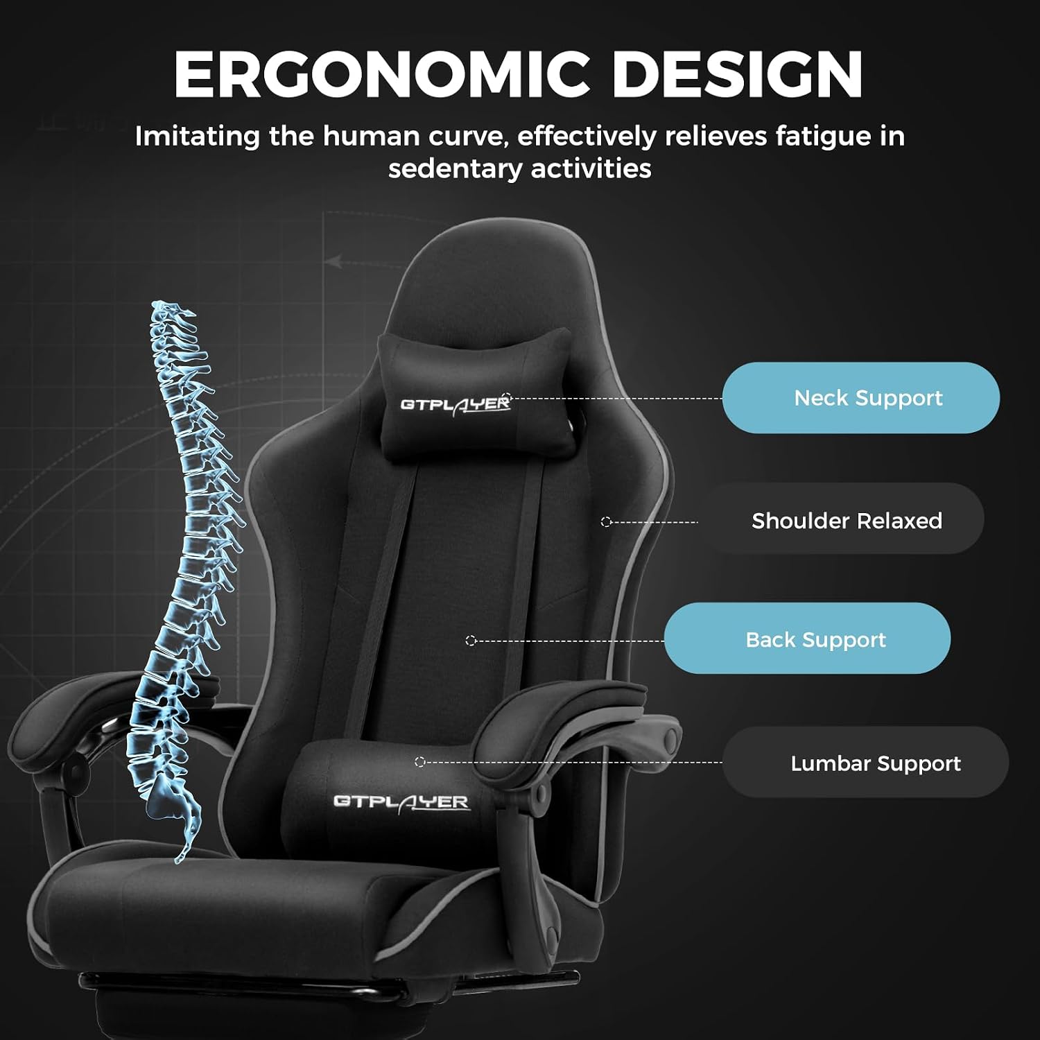 GTPLAYER Gaming Chair, Computer Chair with Footrest and Lumbar Support