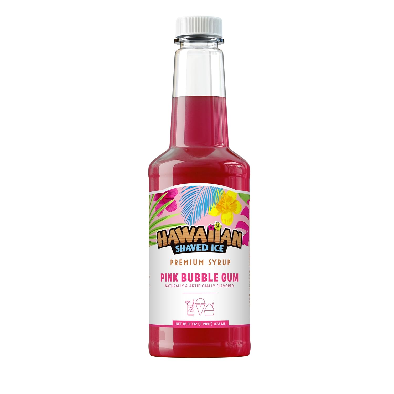 Hawaiian Shaved Ice Blue Raspberry Syrup - Made Nut Soy Dairy Free in the USA - Flavor Fluffy Shaved & Crunchy Snow Cone - Shelf Stable After Opening - Makes 8 Servings - 16 ounces