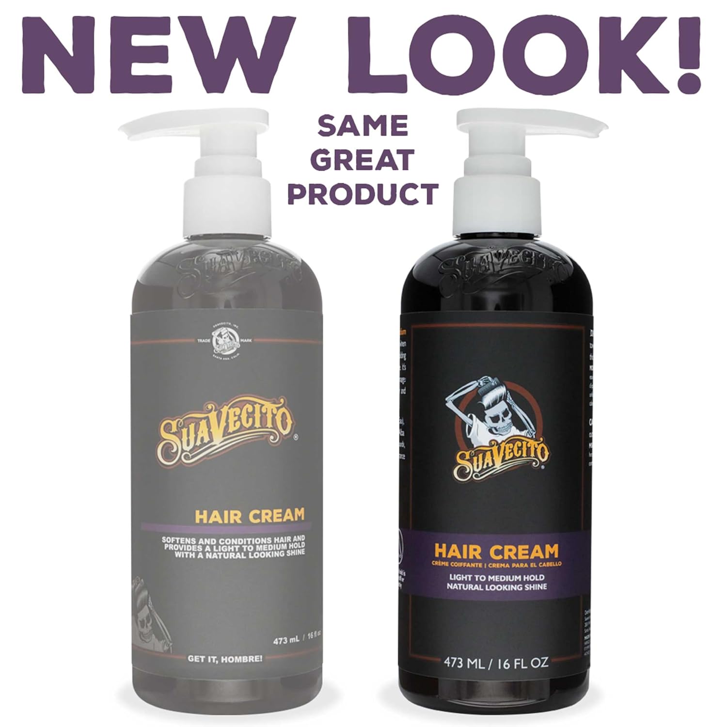Suavecito Hair Cream for Men - Pump Bottle, Light Hold, Natural Shine, Water Based, Tames Frizz, Great for Curly Hair