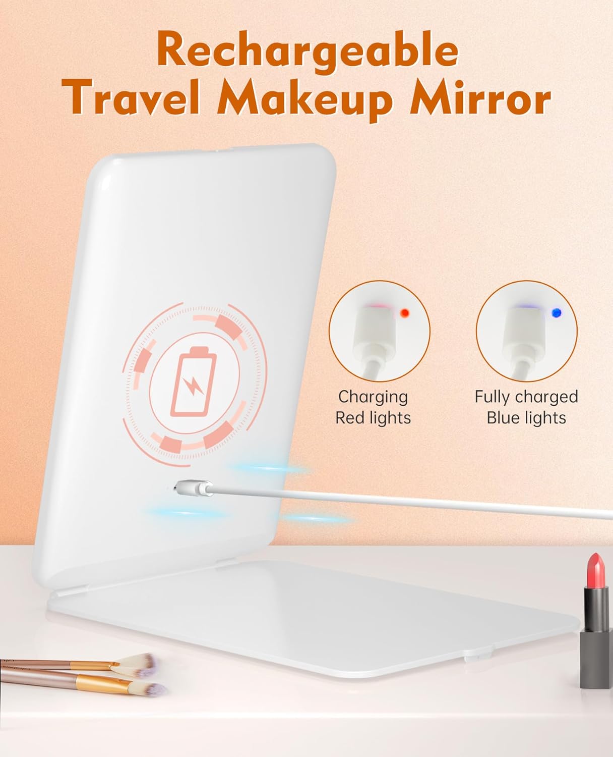 FUNTOUCH Rechargeable Travel Makeup Mirror with 72 Led Lights