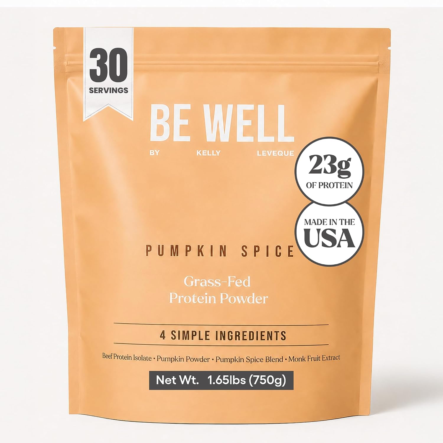Be Well by Kelly Grass Finished Beef Protein Powder Vanilla Flavor
