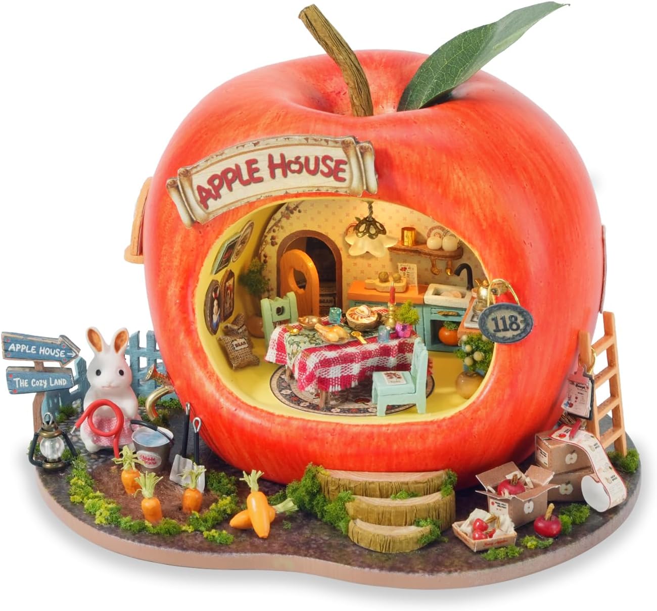 DIY Miniature Dollhouse Kit with Furniture Plus Dust Proof | 1:24 Scale Creative Room Mini Wooden Doll House Accessories for Kids Teens Adults Aged 14+(Beach Cottage)
