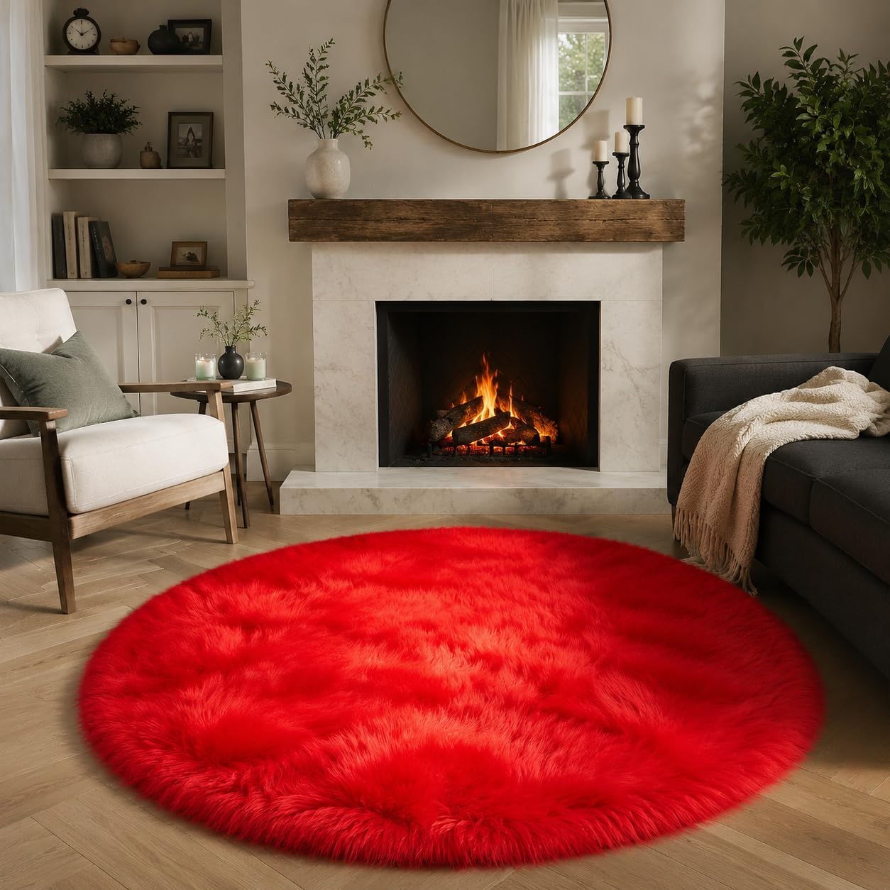 EasyJoy Ultra Soft Fluffy Shaggy Area Rug Faux Fur Rug Chair Cover Seat Pad Fuzzy Area Rug for Bedroom Floor Sofa Living Room (2 x 6 ft Sheepskin