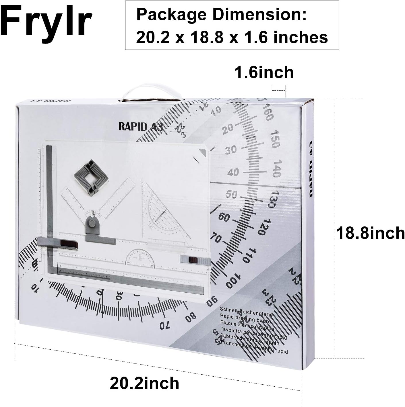 Frylr Inch A3 Drawing Board Drafting Table Multifunctional Drawing Board Table with Clear Rule Parallel Motion and Angle Adjustable Measuring System