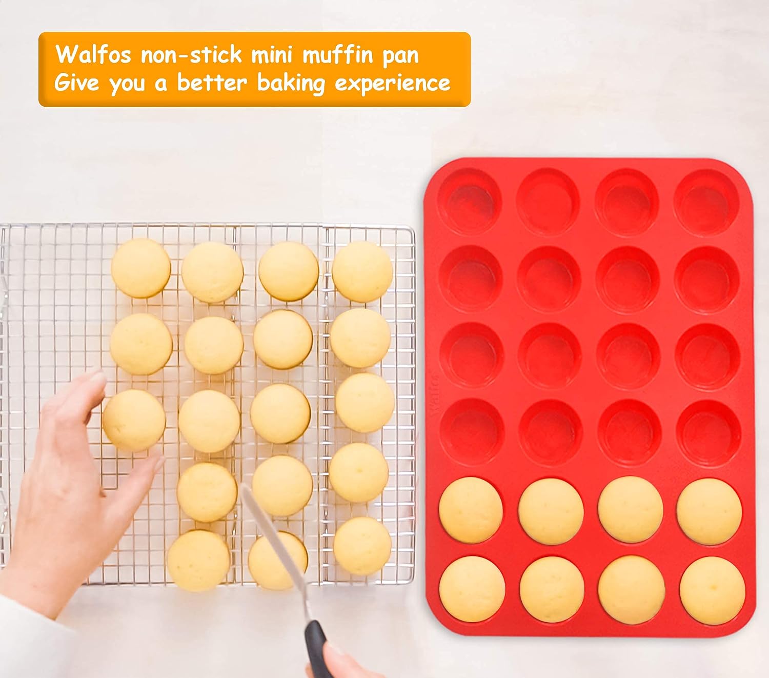 Walfos Silicone Texas Muffin Pan - 6 Cup Jumbo Silicone Cupcake Pan, Non-Stick, Just Release! Perfect for Egg Muffin