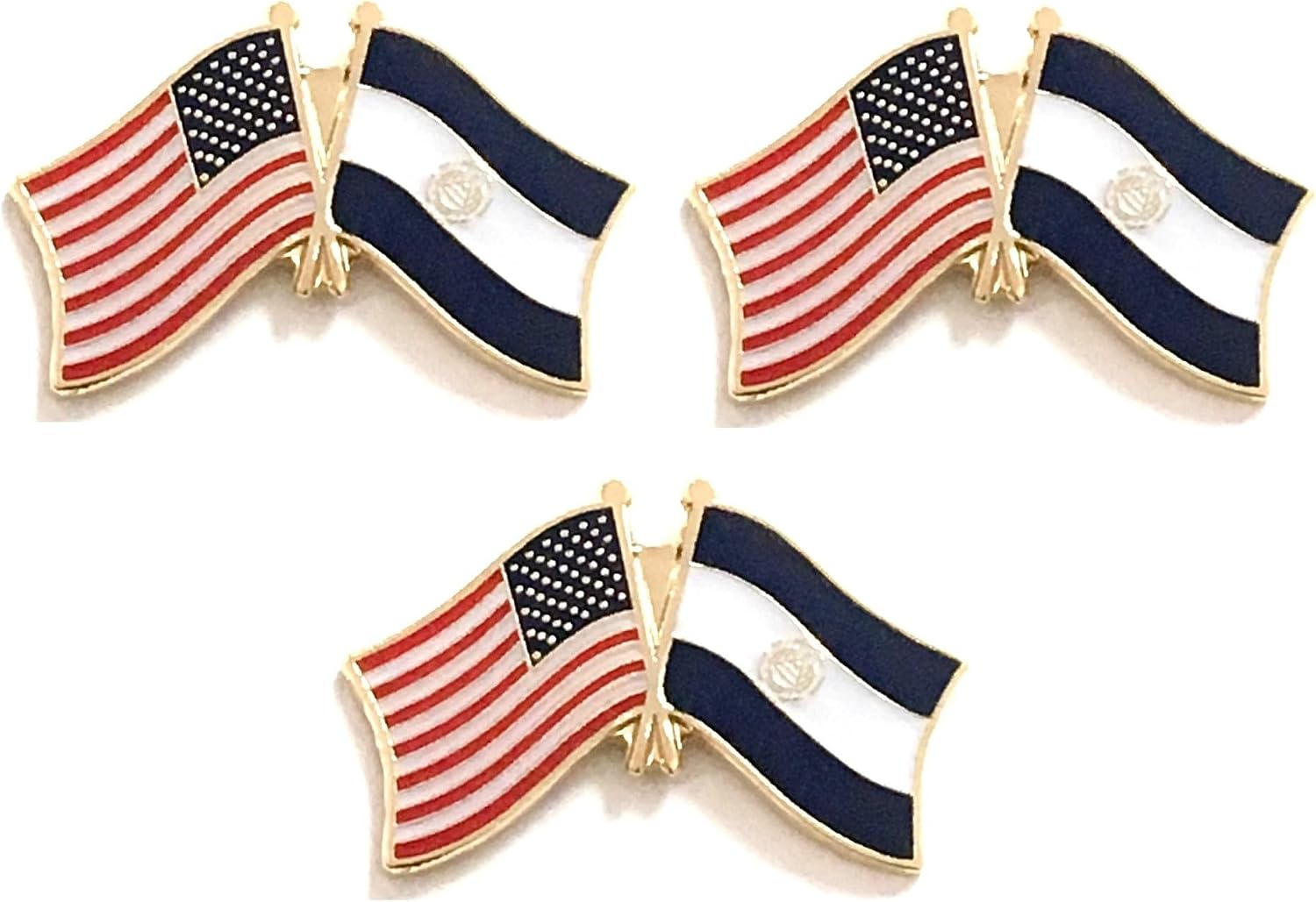 3 National Country Flag Crossed Enamel Flag Pins Pack of 3 Friendship Double Flags