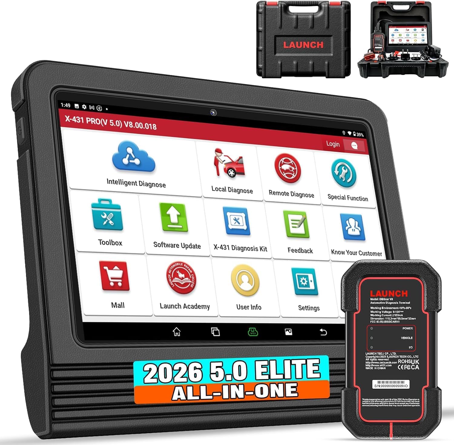 LAUNCH X431 PRO V5.0, 2026 New Bluetooth Bidirectional Scan Tool, ECU Code | 38+ Services, All-in-One Full System Automotive Scanner Diagnostic Tool