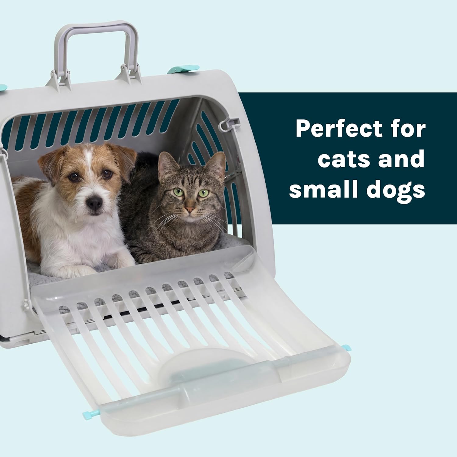 SportPet Large Hard-Sided Travel Cat Carrier - Cat Carrier with Patented Wide Side-Opening Door