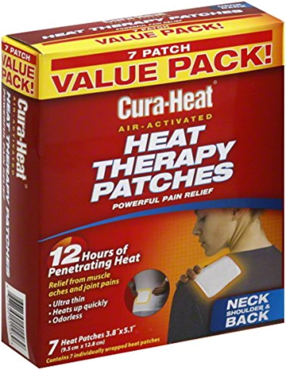 Cura-Heat Heat Therapy Patches, Air Activated, Neck Shoulder & Back, Value Pack 7 Heat Patches
